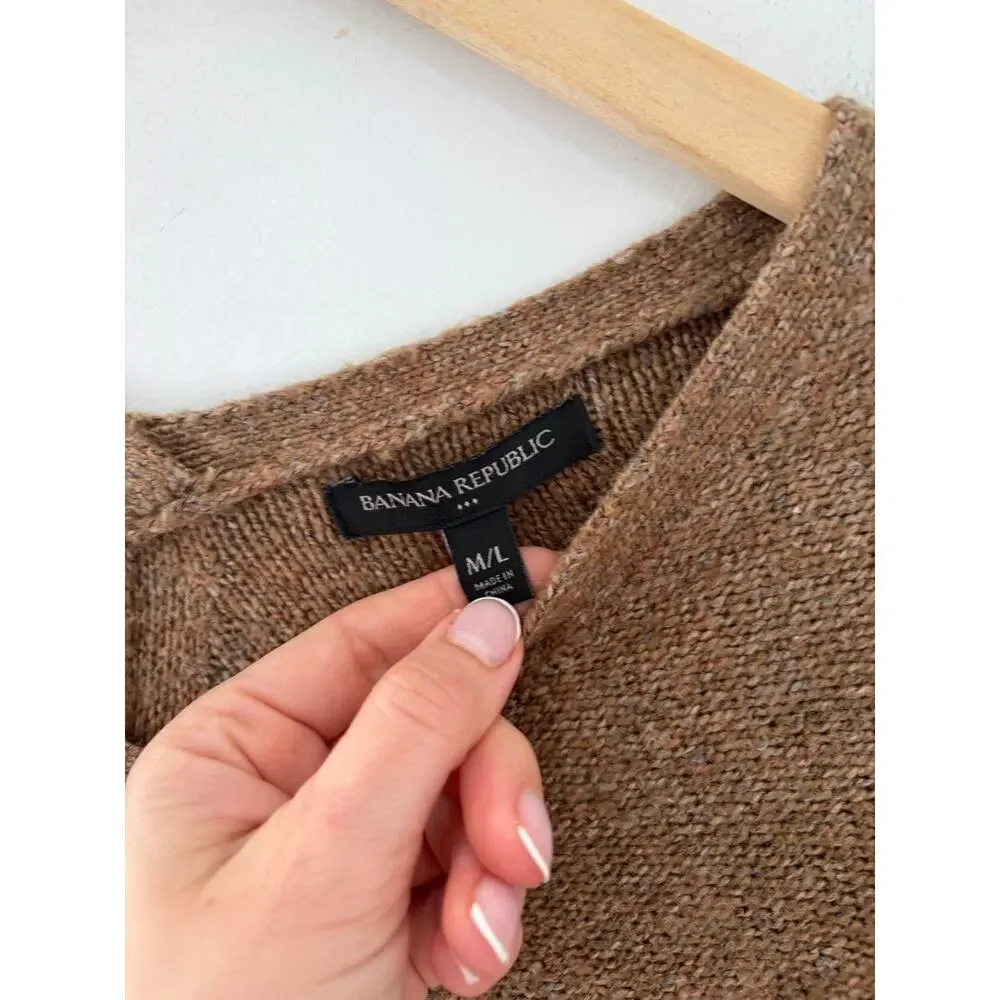 Banana Republic Brown Knit Poncho Size Medium/Large